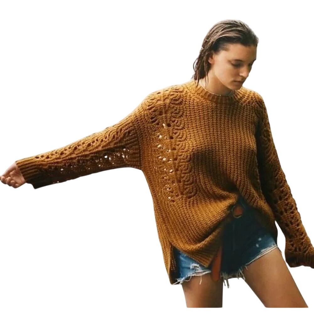 Anthropologie Pilcro Devenne Pullover Sweater Small Mustard